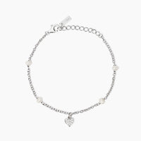 Bracciale in argento con perle coltivate e ciondolo cuore