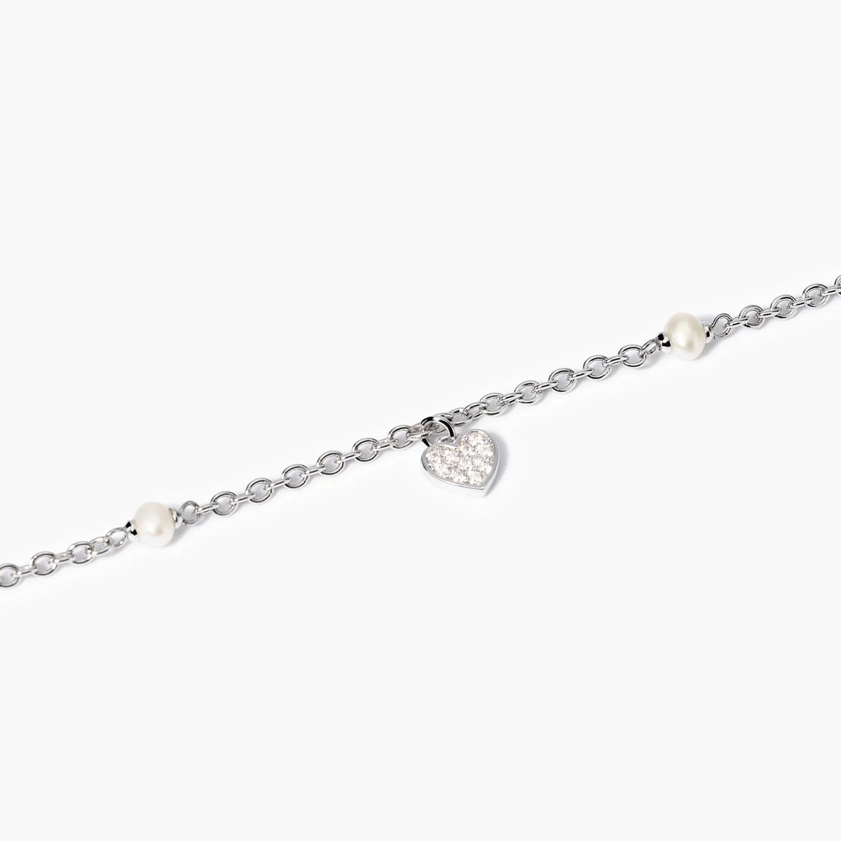 Bracciale in argento con perle coltivate e ciondolo cuore