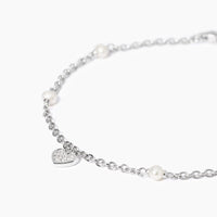 Bracciale in argento con perle coltivate e ciondolo cuore