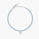 Bracciale tennis con acquamarina sintetica e ciondolo cuore