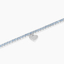Bracciale tennis con acquamarina sintetica e ciondolo cuore
