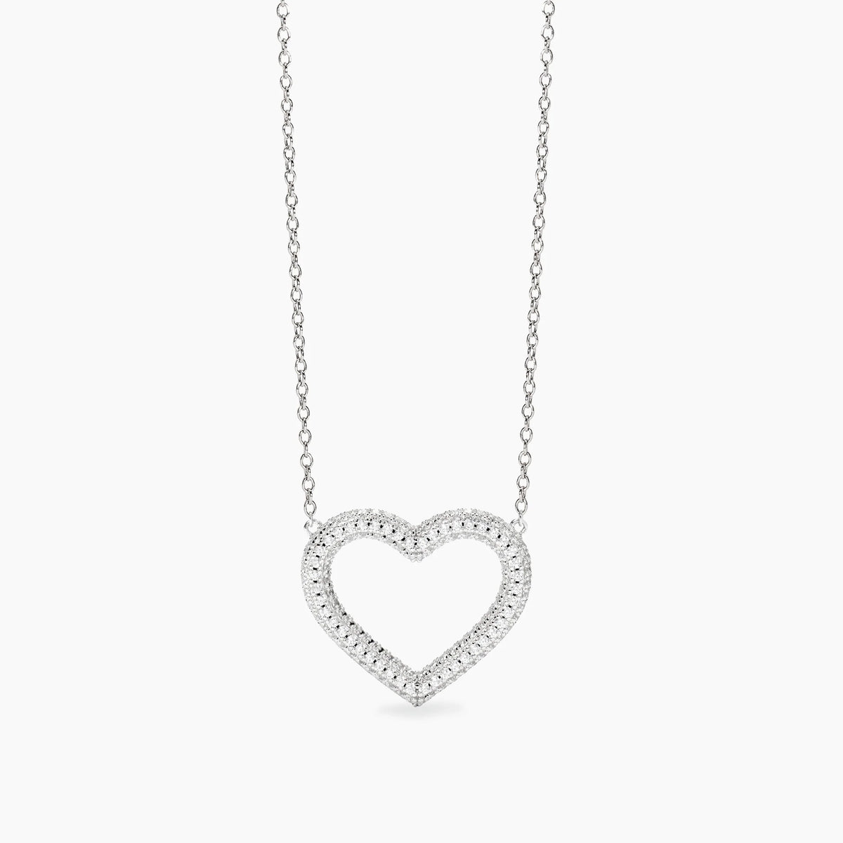 Girocollo in argento con pendente a cuore in zirconi
