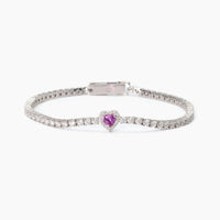 Bracciale tennis in argento con tormalina sintetica e zirconi