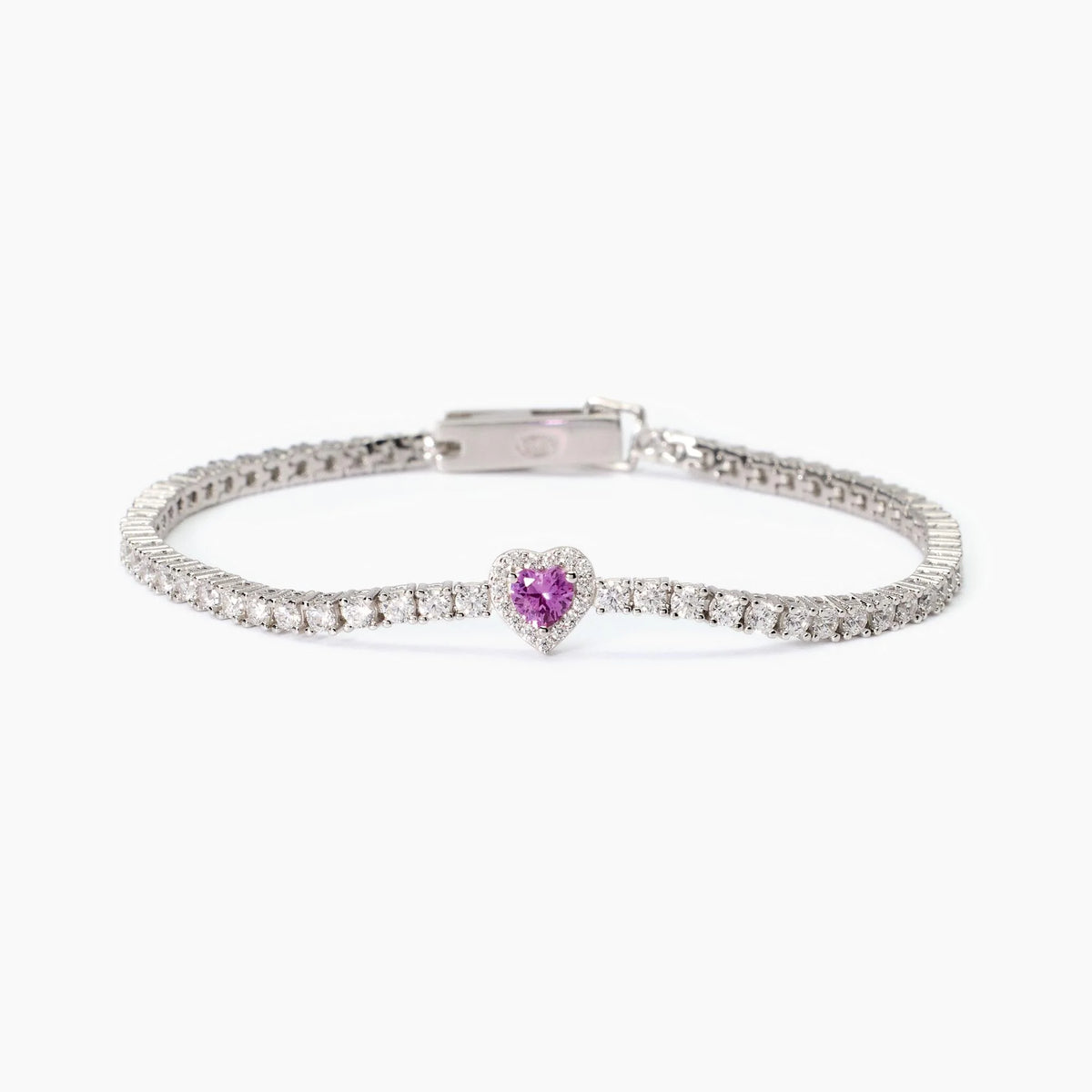 Bracciale tennis in argento con tormalina sintetica e zirconi