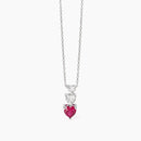 Girocollo con cuori in zirconi e rubino sintetico