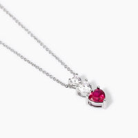 Girocollo con cuori in zirconi e rubino sintetico
