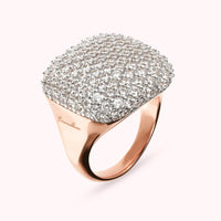 Anello Chevalier Quadrato con Pavé in Cubic Zirconia
