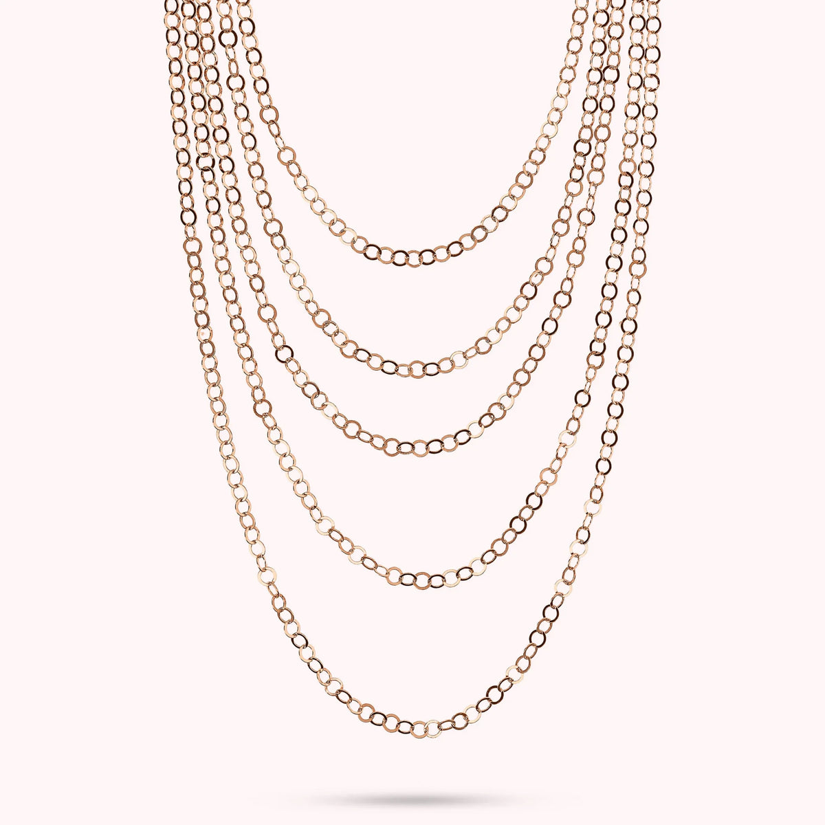 Collana Multifilo Graduata Catena Rolo Piatta Lucida