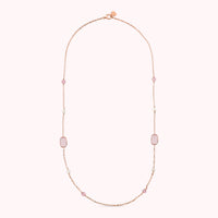Collana Lunga con Pietre Effetto Occhio di Gatto e Perle d'Acqua Dolce