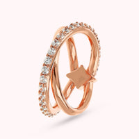 Anello Doppio Intrecciato Étoile con Cubic Zirconia