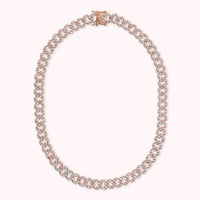 Collana Girocollo Catena Grumetta Squadrata con Pavé di Cubic Zirconia