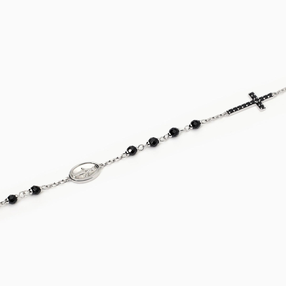 Bracciale uomo in argento con croce e Madonnina