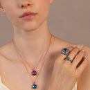 Collana Catena Rolo con Prisma Gem Quadrata e Pavé