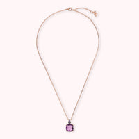 Collana Catena Rolo con Prisma Gem Quadrata e Pavé