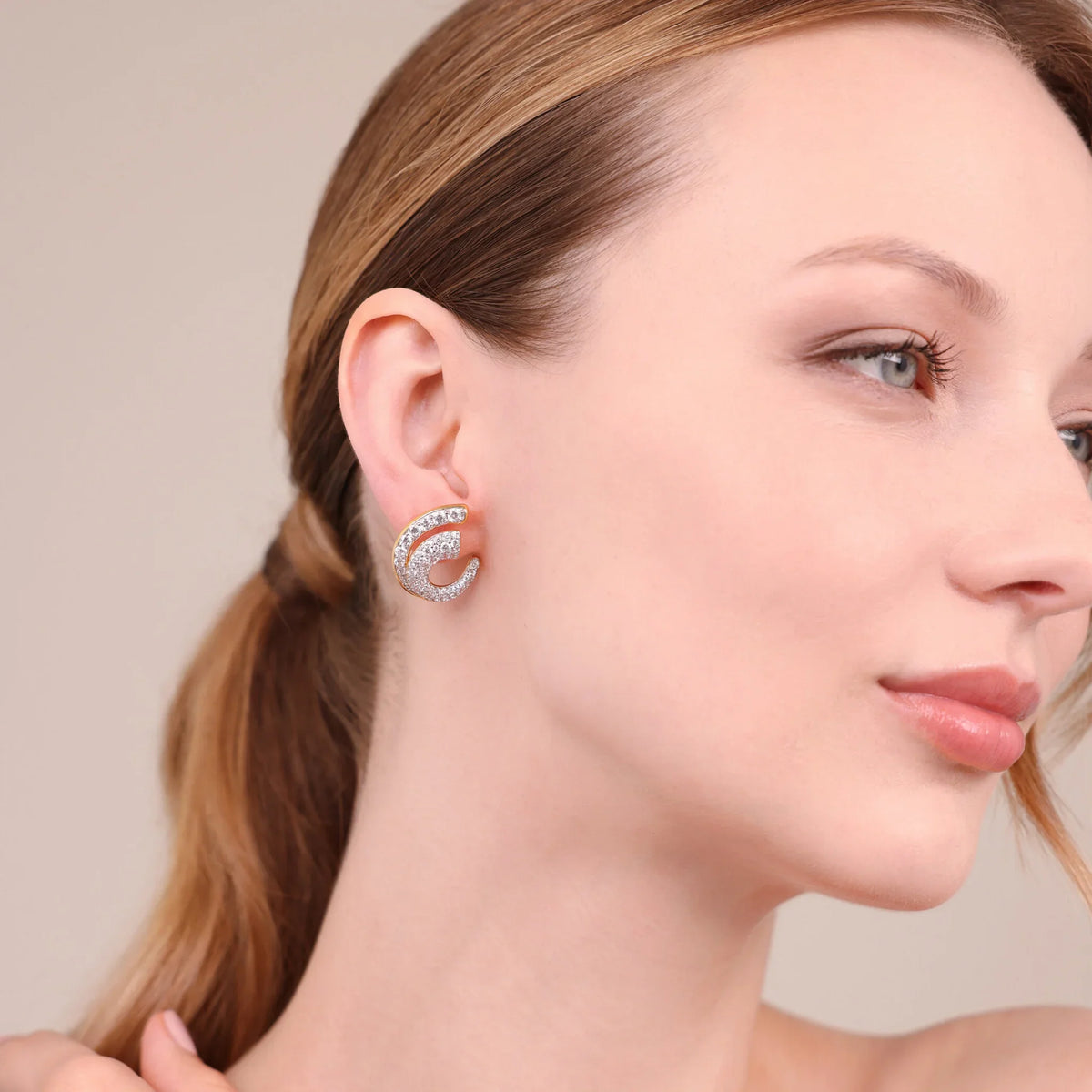 Orecchini Spirale con Pavé di Cubic Zirconia