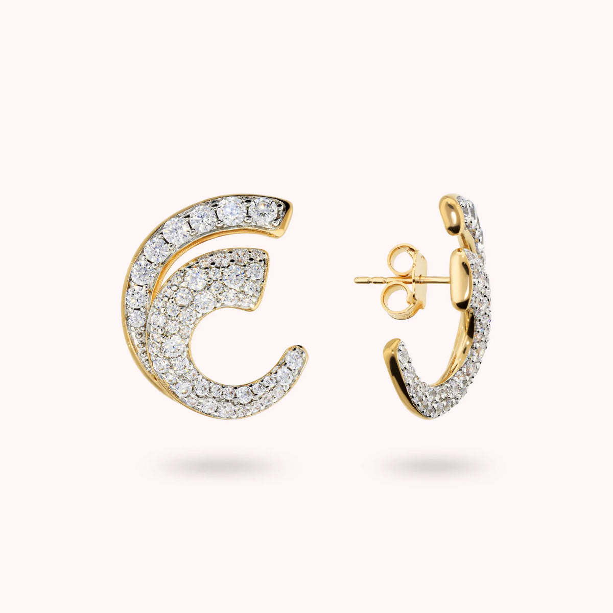 Orecchini Spirale con Pavé di Cubic Zirconia