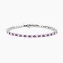 Bracciale tennis in argento con rubini sintetici e zirconi