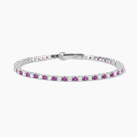 Bracciale tennis in argento con rubini sintetici e zirconi