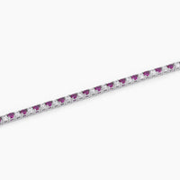 Bracciale tennis in argento con rubini sintetici e zirconi