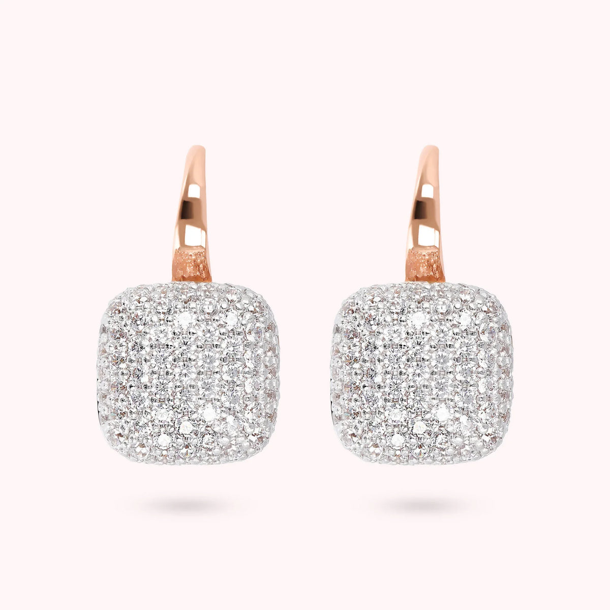Orecchini Pendenti Quadrati con Pavé in Cubic Zirconia