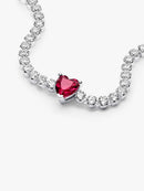 Bracciale Tennis con Cuore Rosso