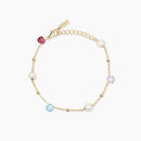 Bracciale in argento dorato con glass multicolor e perle coltivate