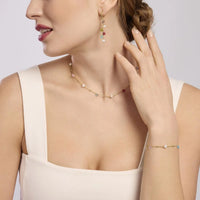 Bracciale in argento dorato con glass multicolor e perle coltivate