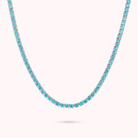 Collana Tennis con Cubic Zirconia Tonde placcata Rodio
