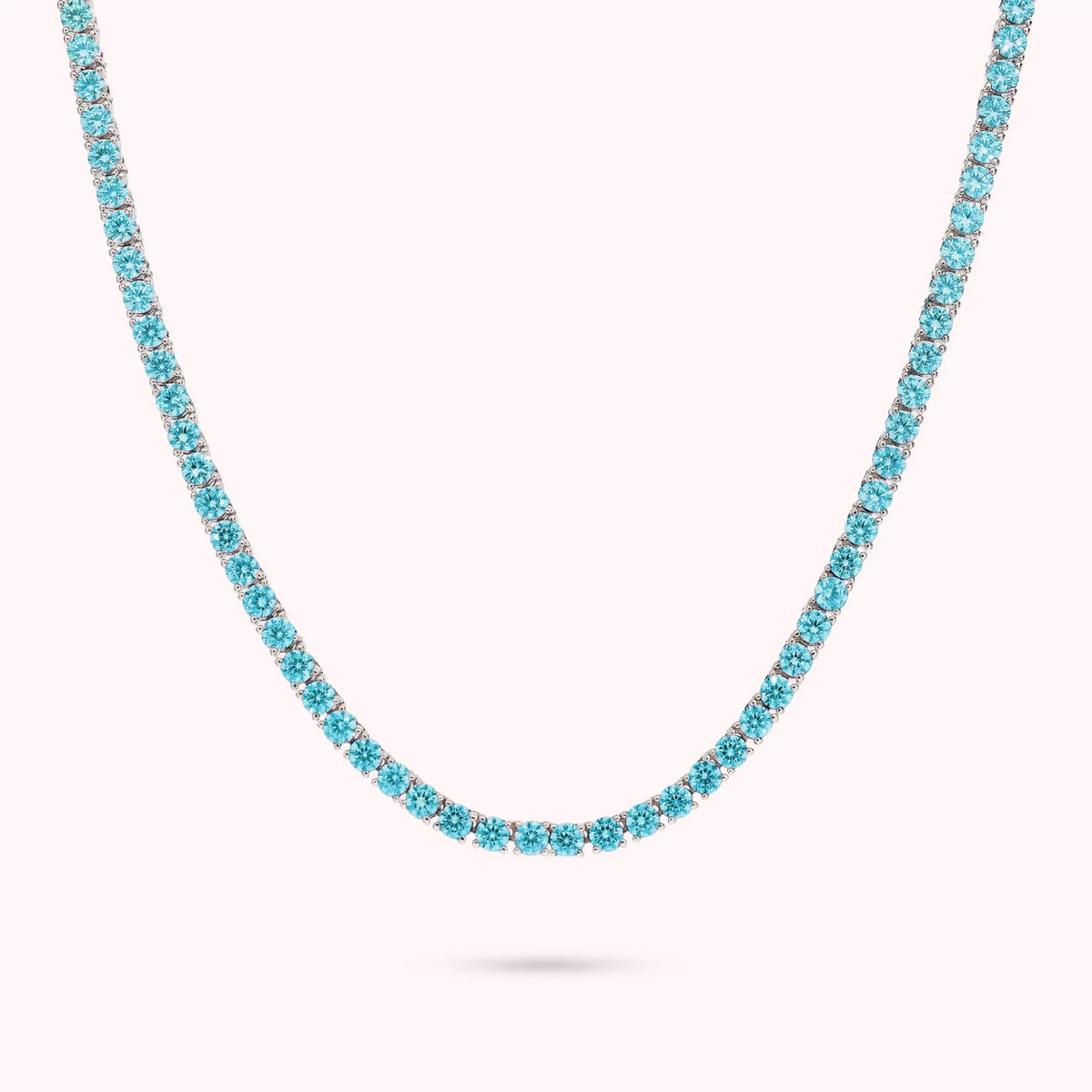 Collana Tennis con Cubic Zirconia Tonde placcata Rodio